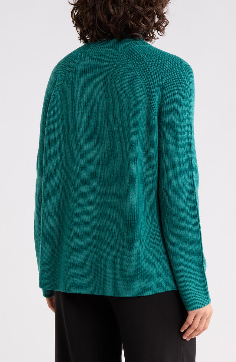 Eileen Fisher Raglan Sleeve Merino Wool Turtleneck Sweater, Alternate, color, Evergreen