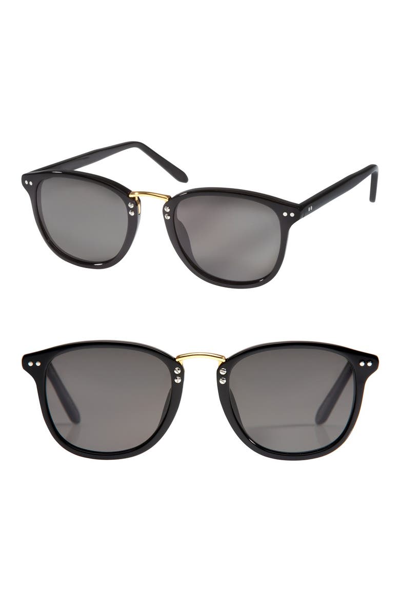 'Franklin' 49mm Polarized Retro Sunglasses, Main, color, BLACK/ POLARIZED