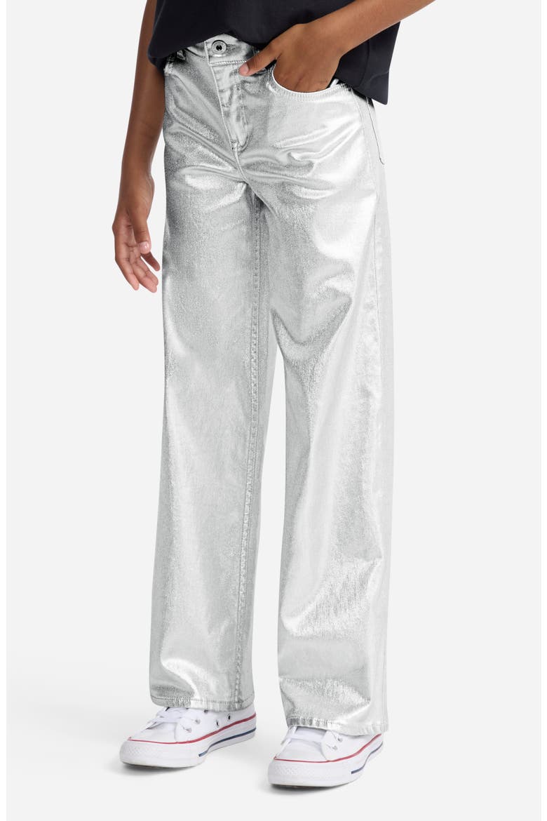 Kids' Shine High Rise Wide Leg Jeans, Alternate, color, SILVER SHINE