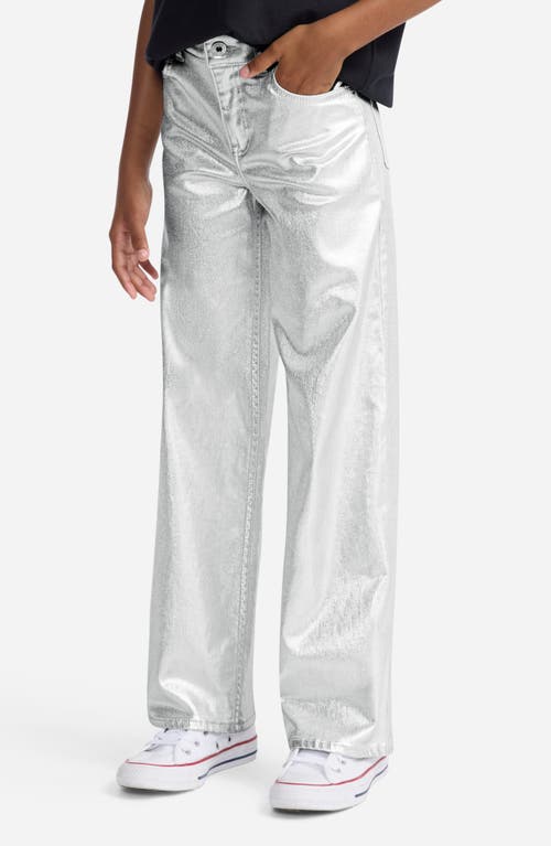 Abercrombie Kids Kids' Shine High Rise Wide Leg Jeans In Silver