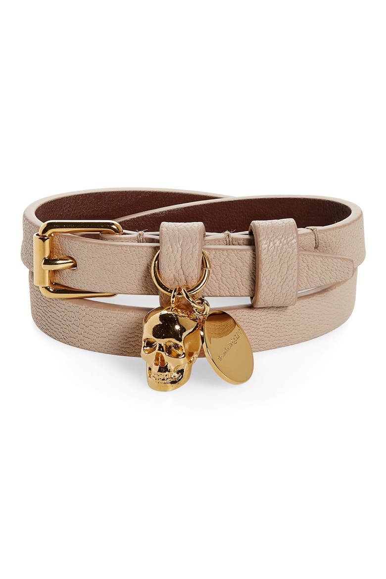 Alexander McQueen Double Wrap Bracelet, Main, color, NUDE
