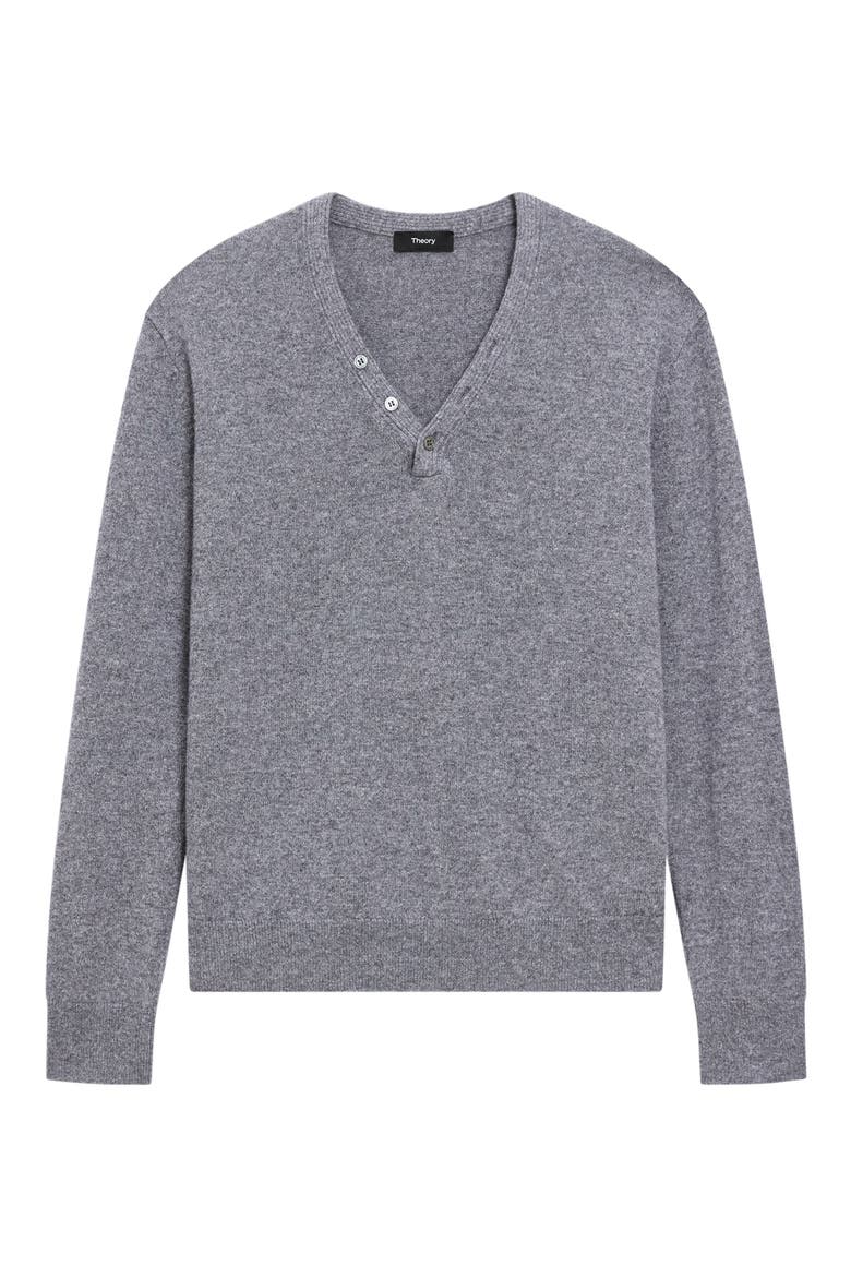 Cashmere Henley Sweater, Alternate, color, LIGHT CHARCOAL