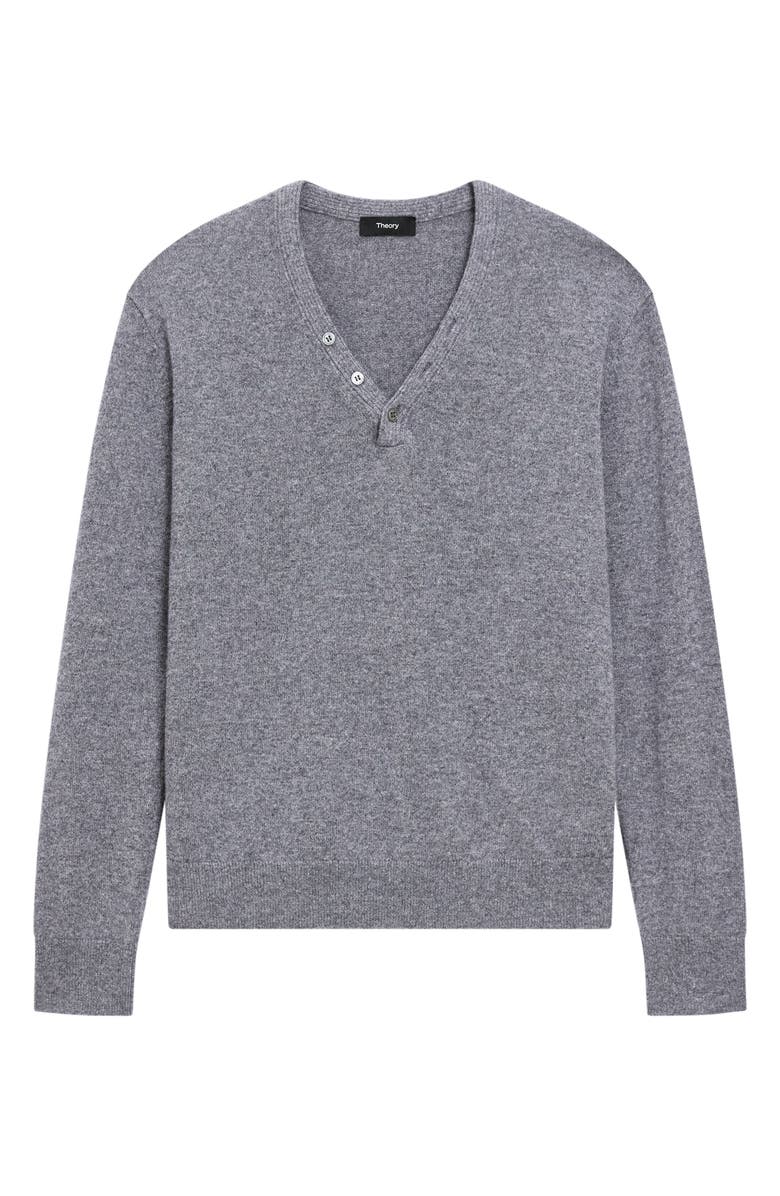 Theory Cashmere Henley Sweater, Alternate, color, Light Charcoal