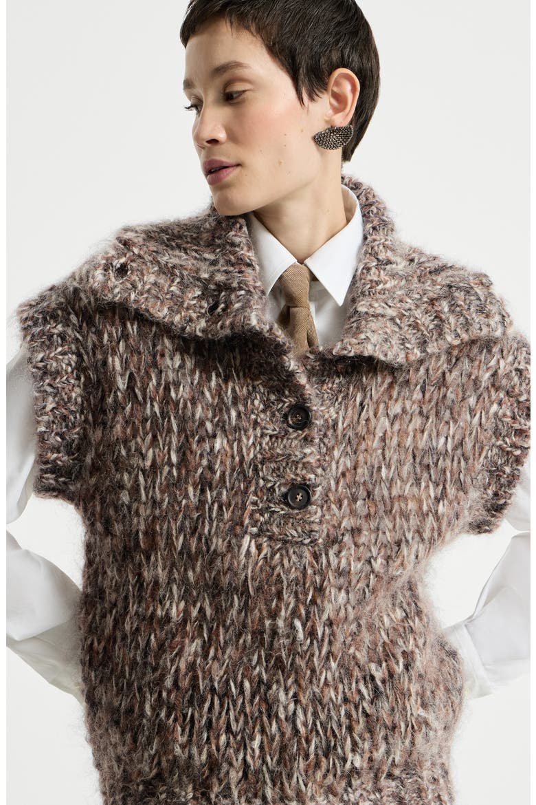 Malfilé mohair turtleneck sweater vest, Alternate, color, Bark