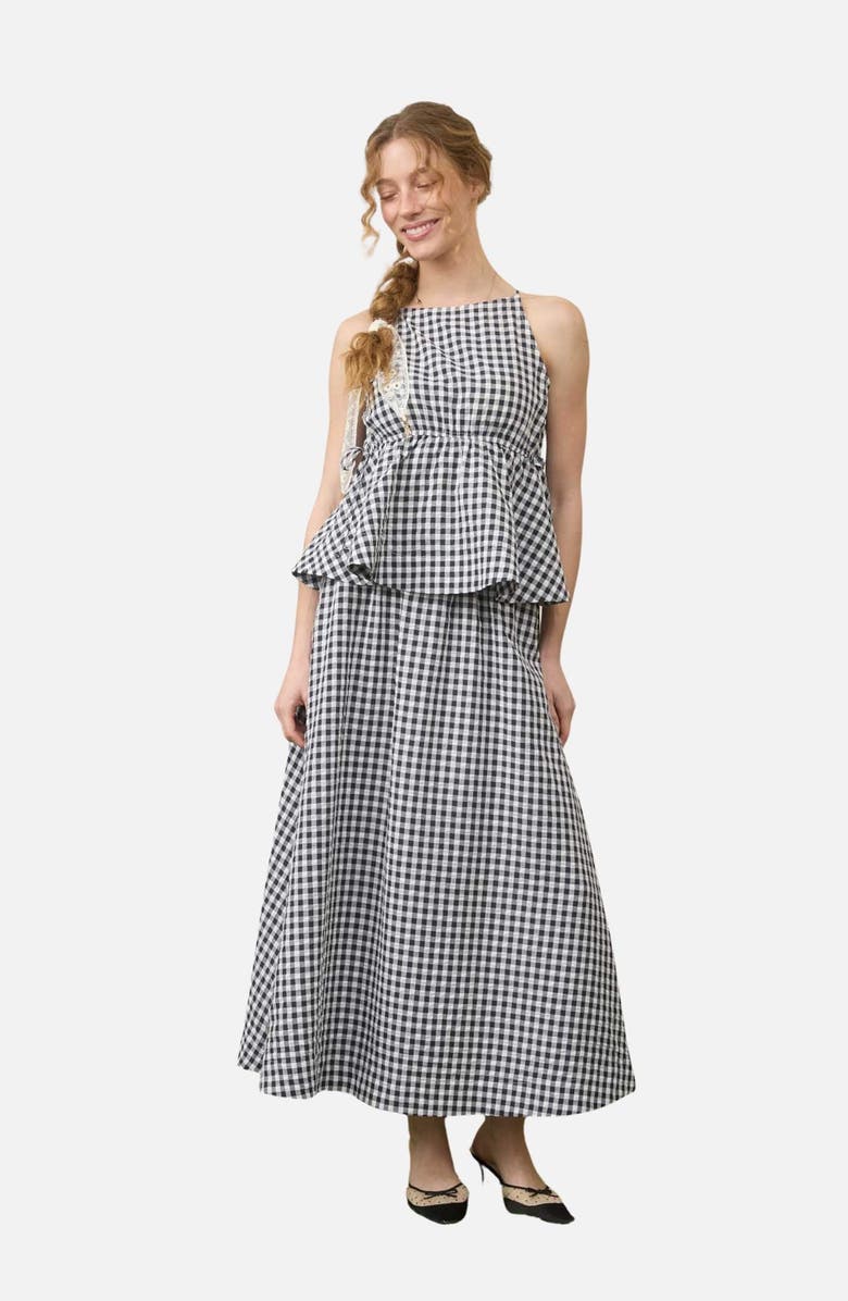 Blu Pepper Gingham Maxi Skirt, Alternate, color, Black