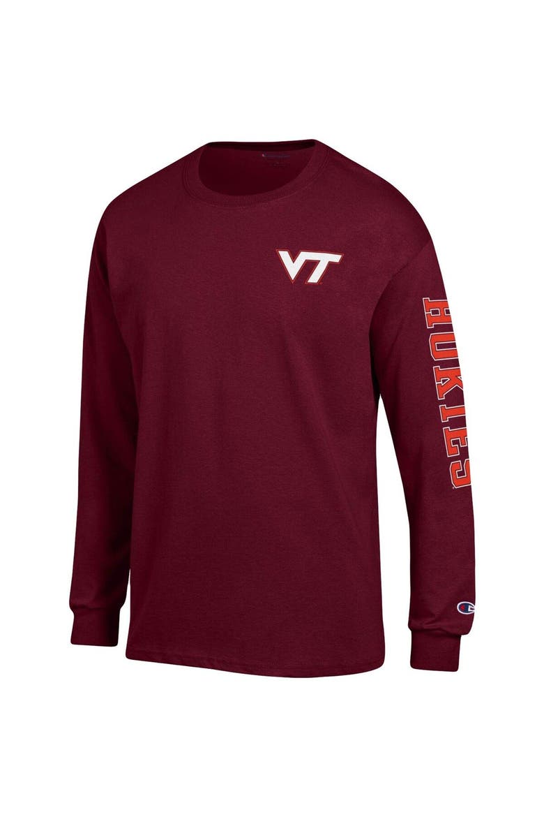 Men's Champion Maroon Virginia Tech Hokies Team Stack Long Sleeve T-Shirt, Alternate, color, Maroon