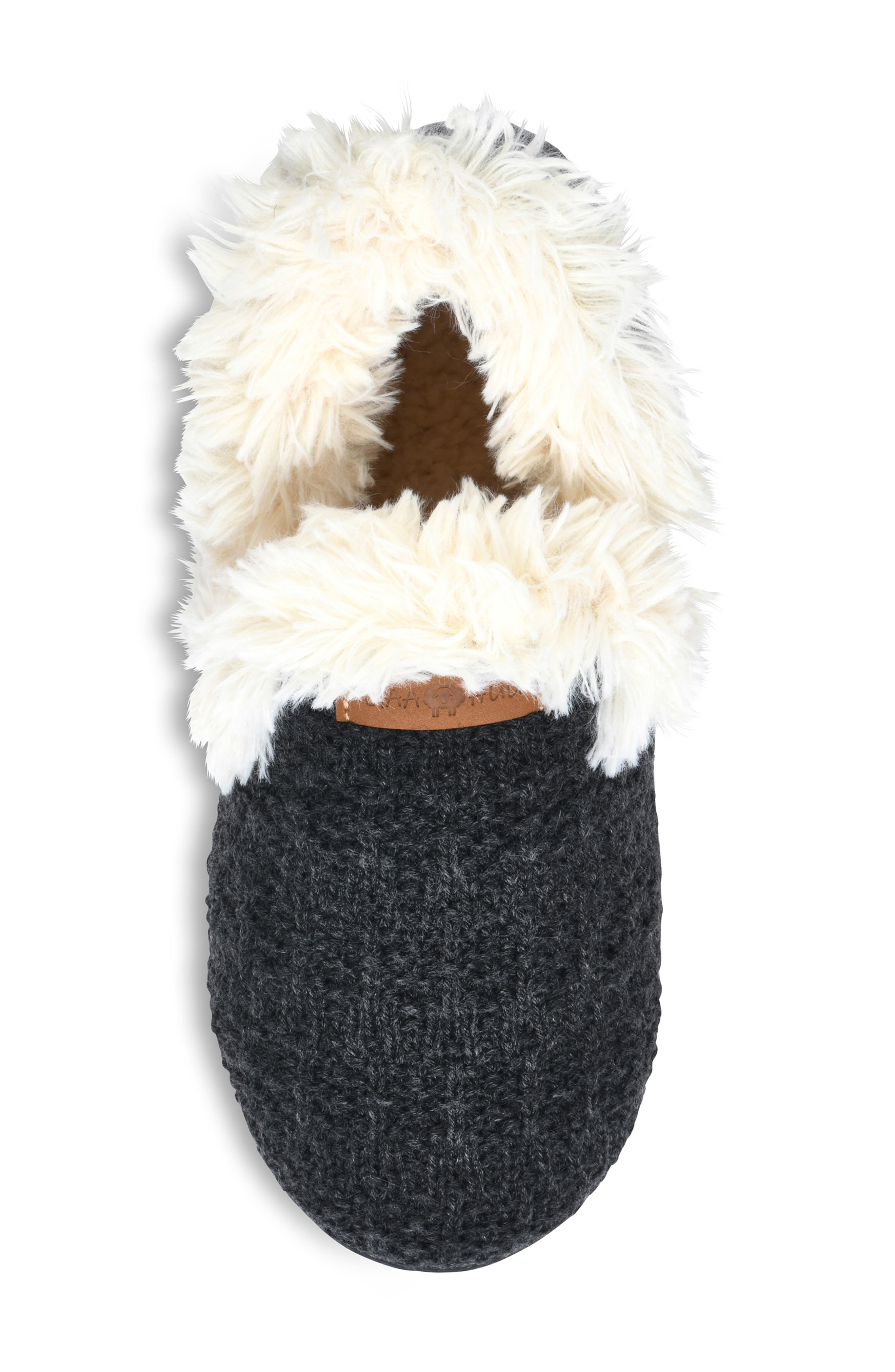 GAAHUU Knit & Faux Fur Slipper, Alternate, color, 
