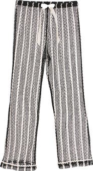 NESSI BYRD Striped Mesh Beach Trousers with Ribbon Tie