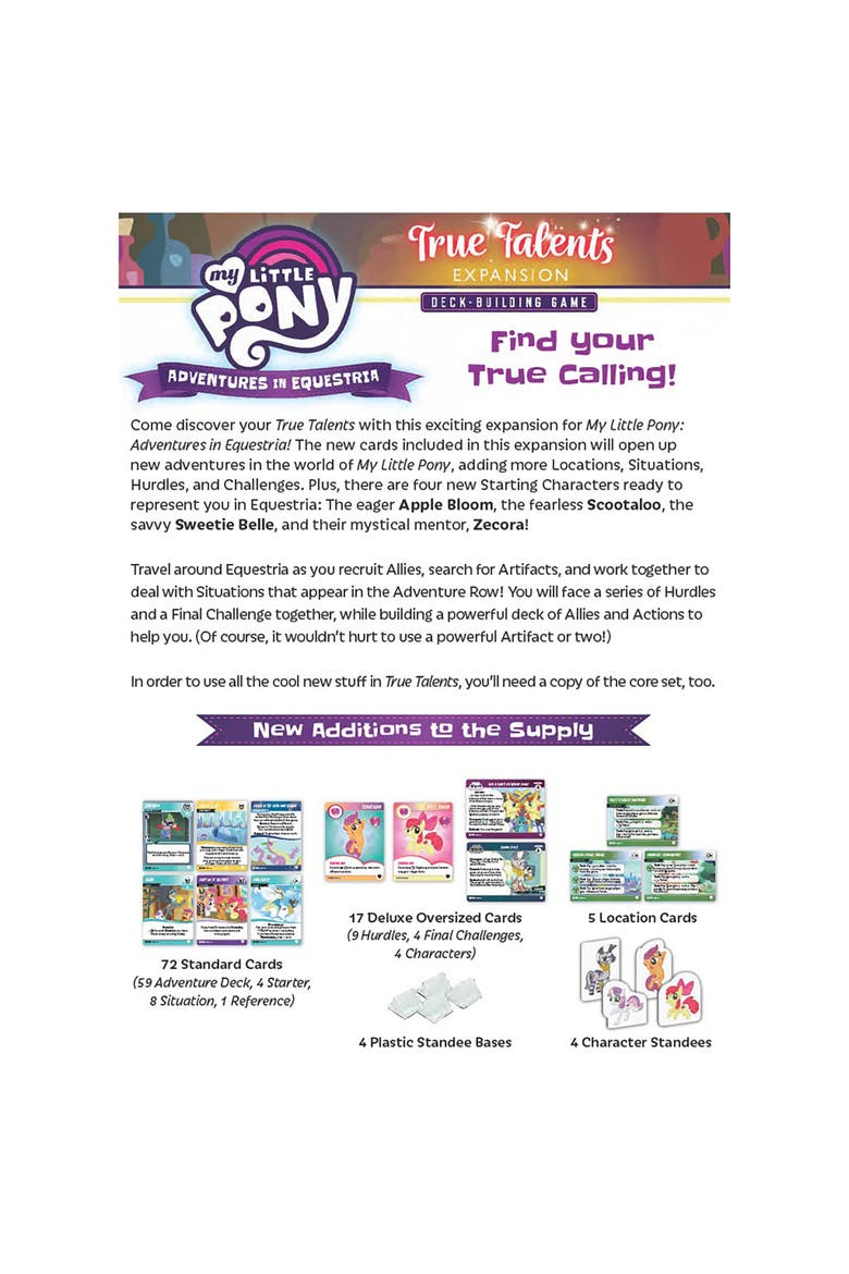 My Little Pony Adventures In Equestria Deckbuilding Game True Talents Expansion, Alternate, color, Multicolored