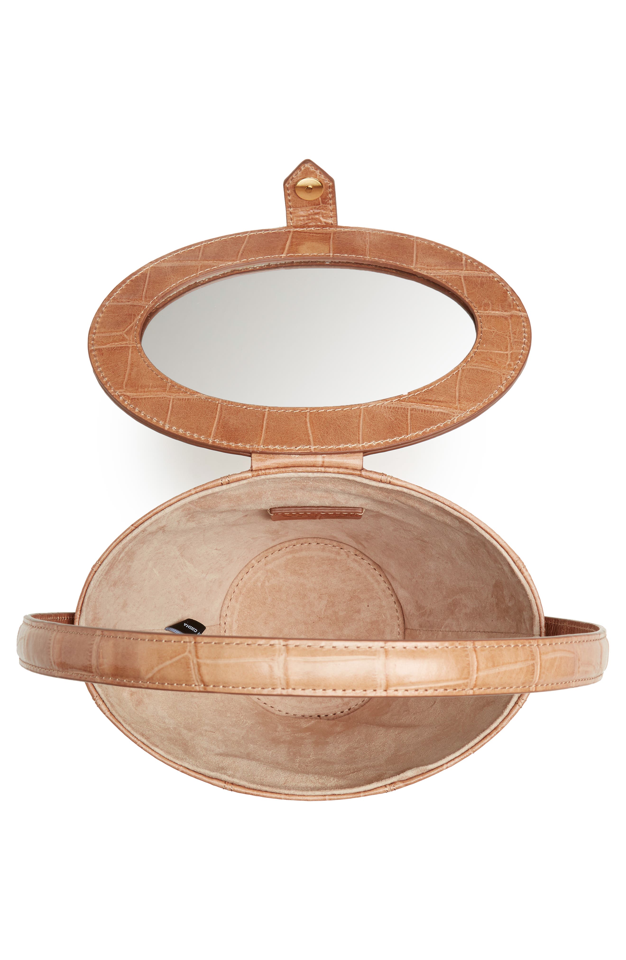 STAUD Alice Croc Embossed Leather Bucket Bag, Alternate, color, 