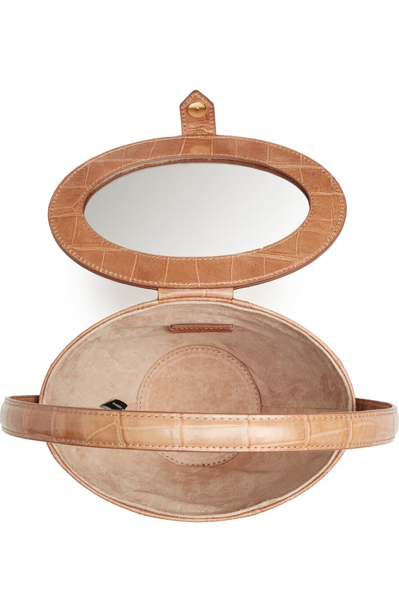 STAUD Alice Croc Embossed Leather Bucket Bag, Alternate, color,