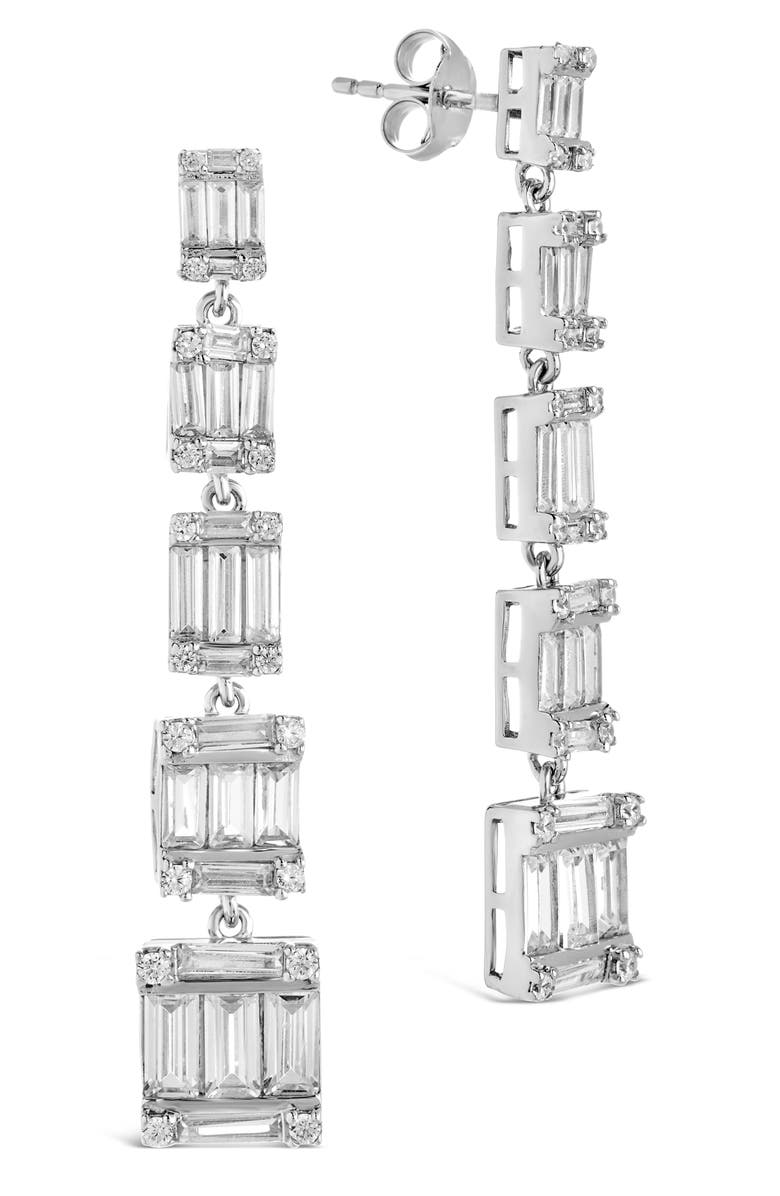 Sterling Forever Penelope Cubic Zirconia Linear Drop Earrings, Main, color, 