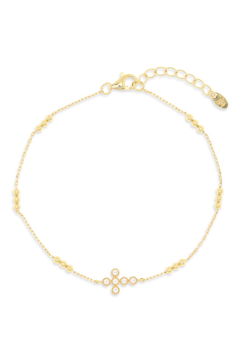 Stationed Ball Cross Bracelet, Alternate, color, GOLD