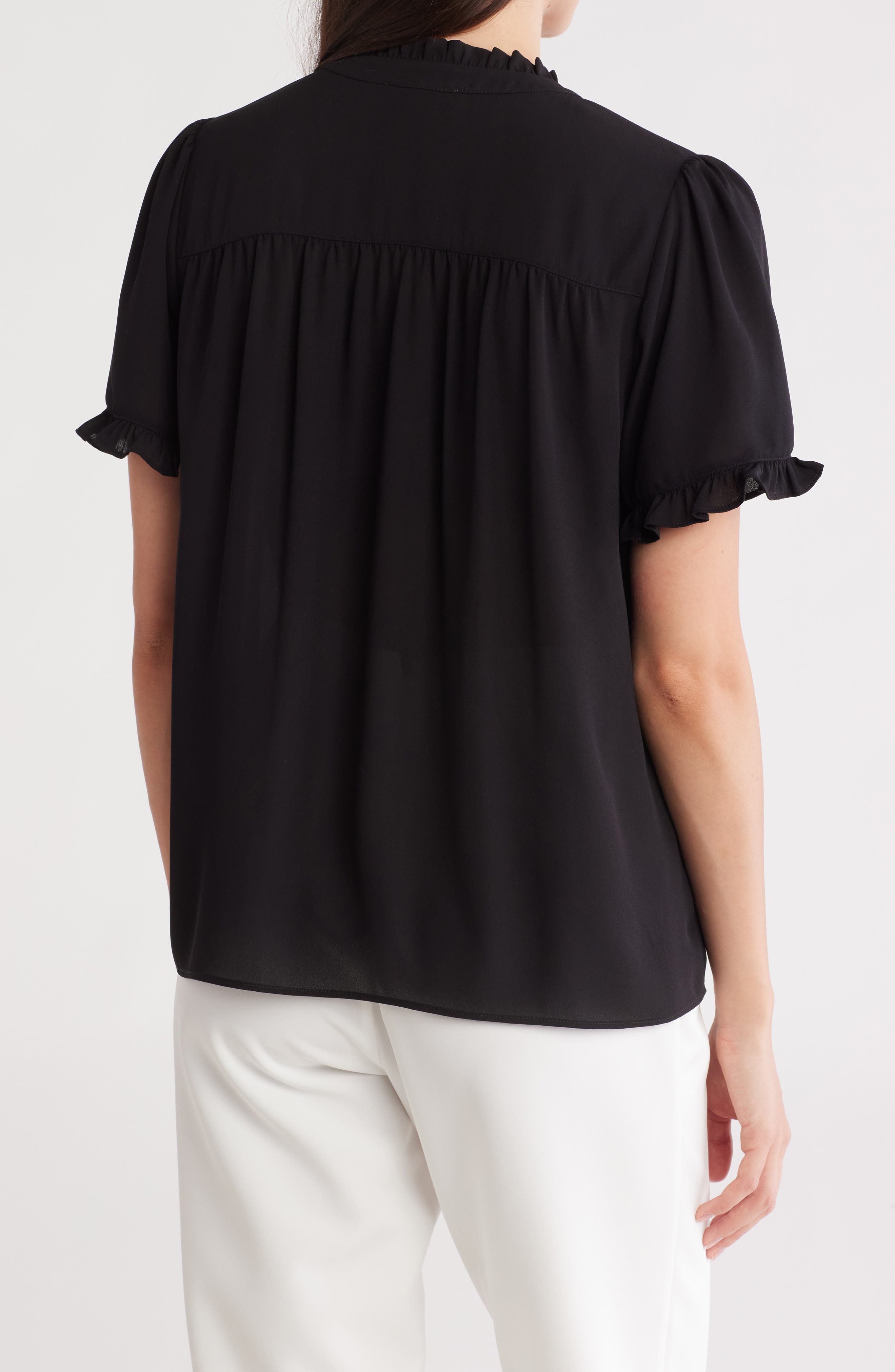 Ruffle Neck Short Sleeve Top - image 2