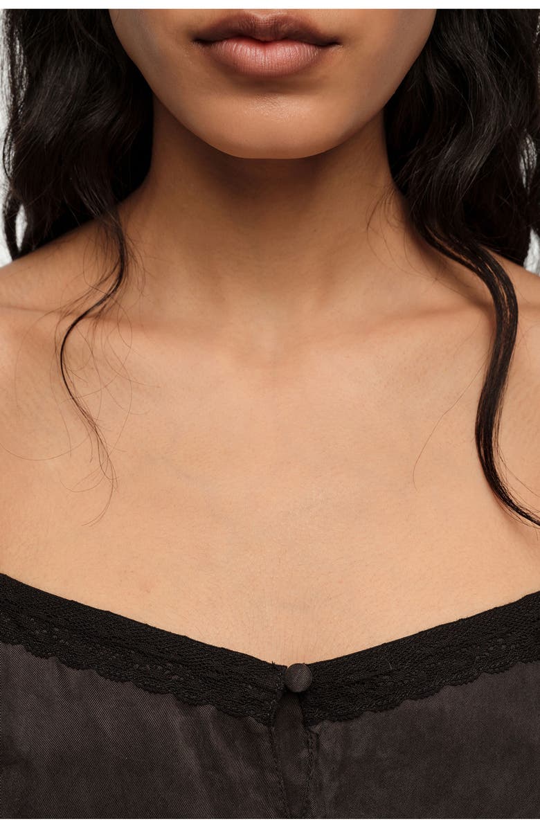 Bimba y Lola A-Line Dress With Buttons And Lace, Alternate, color, Washed Black