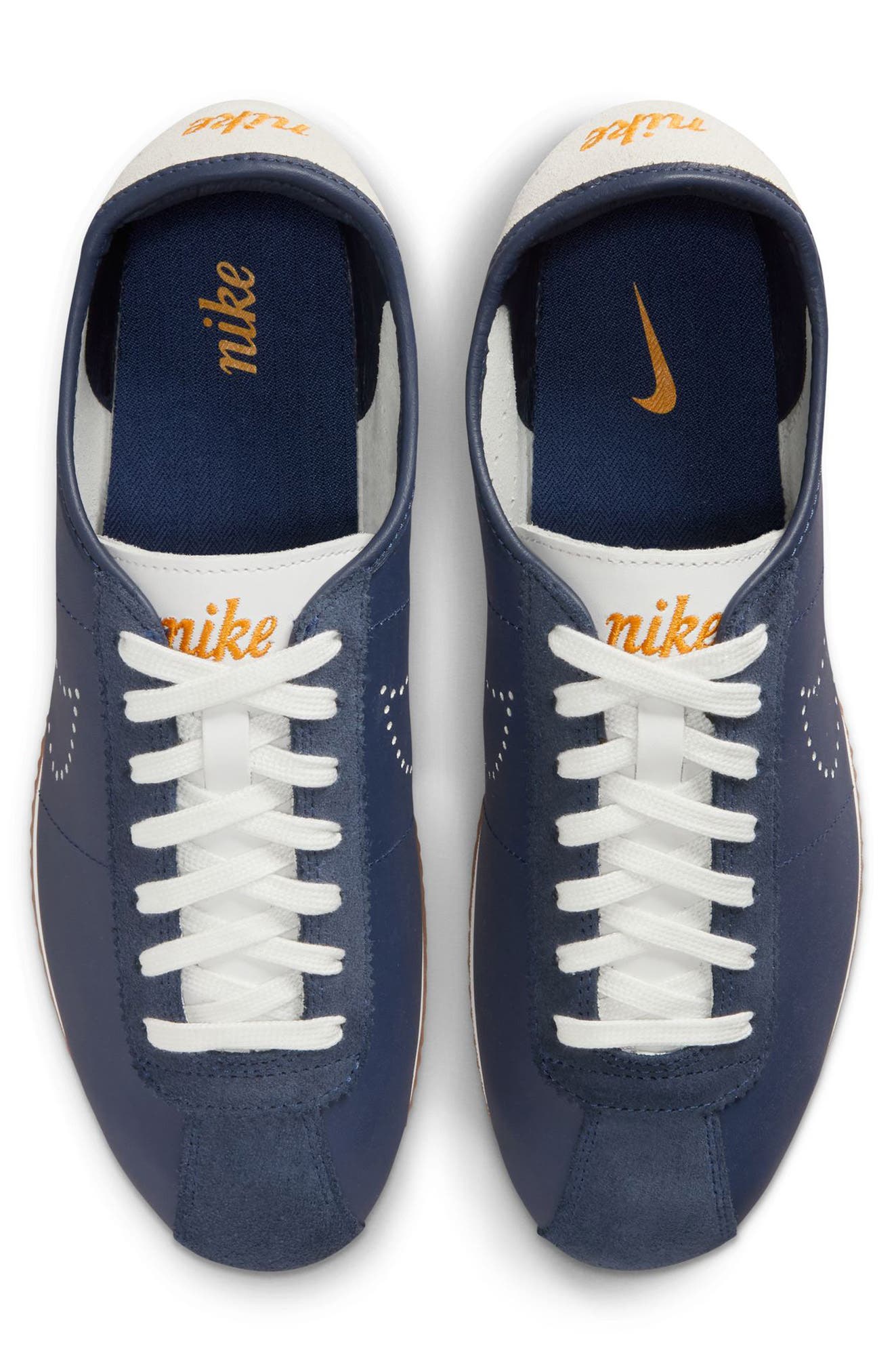 Nike Cortez Leather Sneaker, Alternate, color, Midnight Navy/ Bright Ceramic