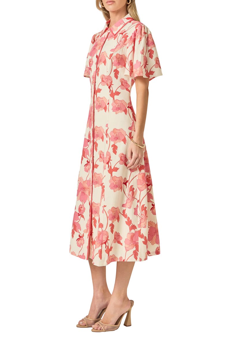 Print Midi Shirtdress, Alternate, color, PINK/ CREAM