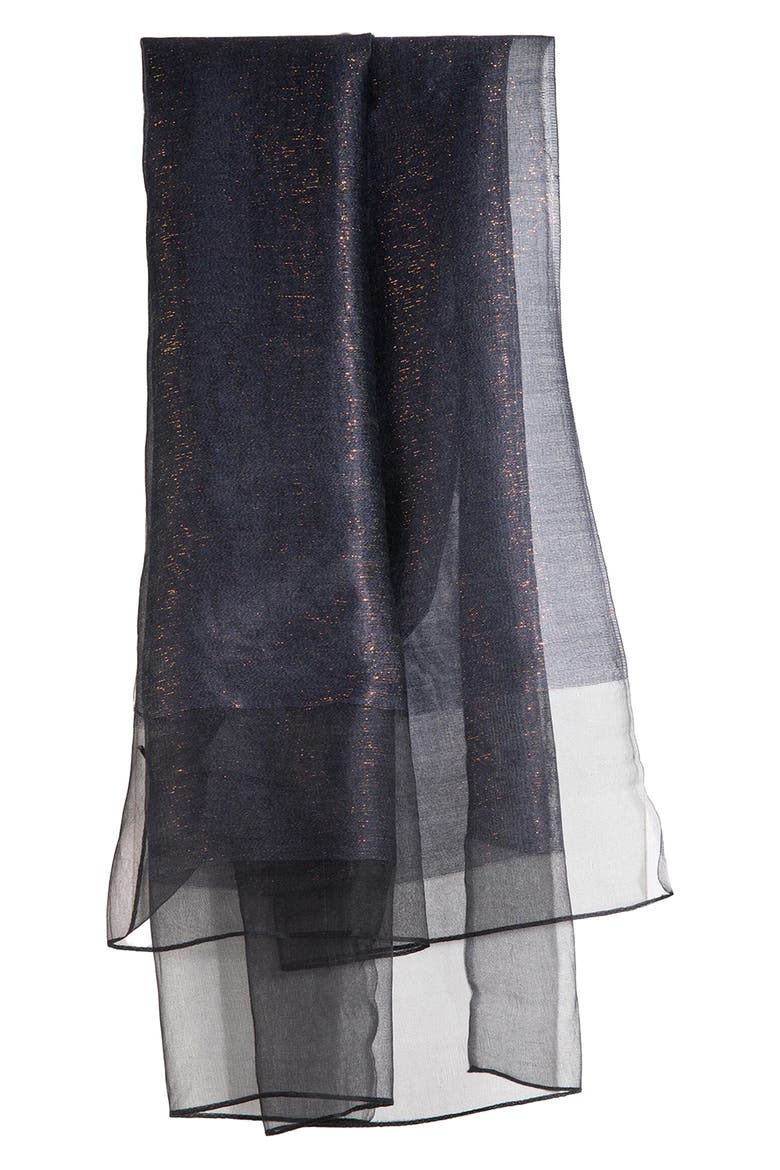 Sparkle Sheer Silk Wrap, Alternate, color, NAVY