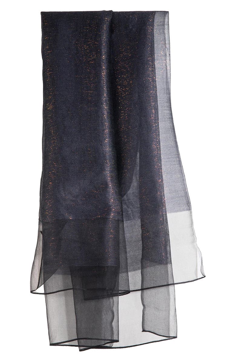 SAACHI Sparkle Sheer Silk Wrap, Alternate, color, Navy