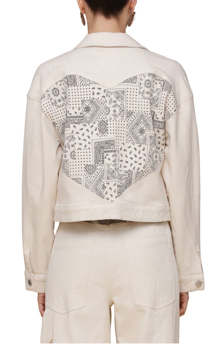 Avec Les Filles Heart Inset Trucker Jacket, Alternate, color, Ecru Bandana