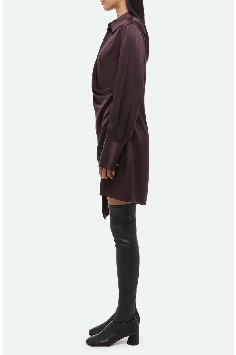Drape Wrap Front Silk Shirt, Alternate, color, DARK PLUM