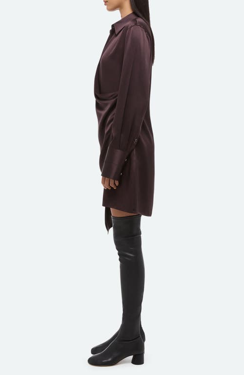 Helmut Lang Wrap Relax Silk Shirtdress In Brown