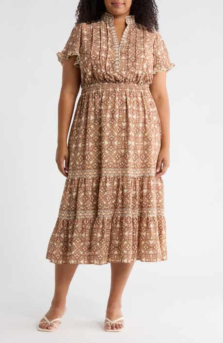 MAX STUDIO Flutter Sleeve Tiered Maxi Dress