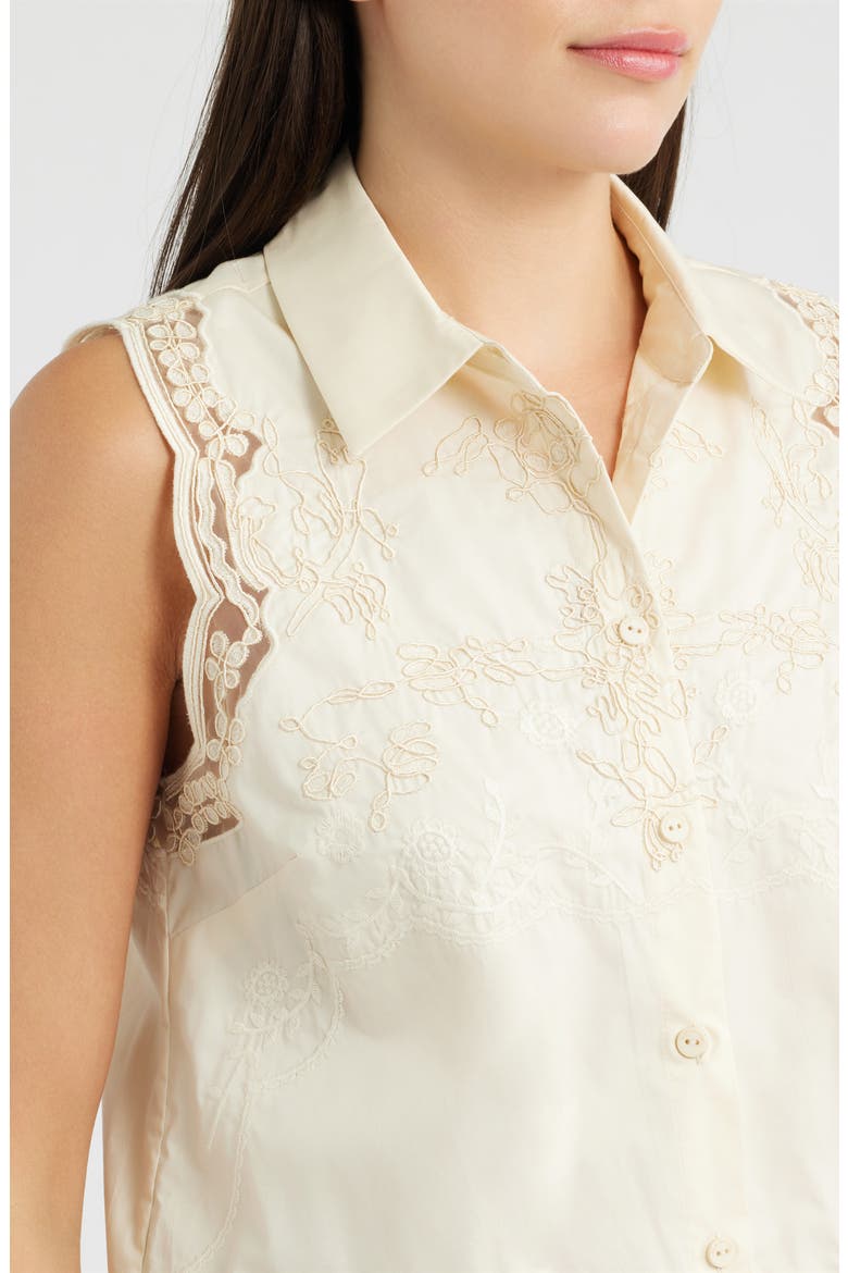 The Ivy Lace Sleeveless Button-Up Shirt, Alternate, color, CHAMPAGNE