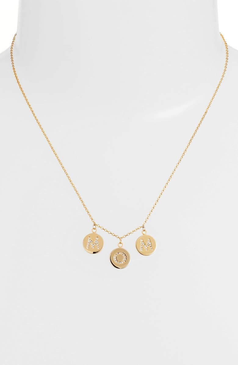 Kate Spade New York mom knows best pavé charm necklace, Alternate, color, 