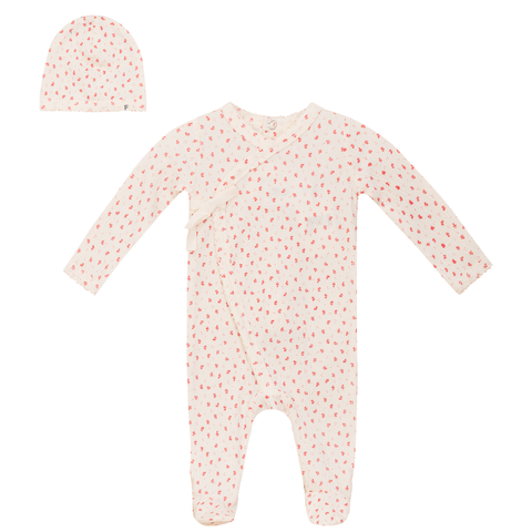 Crinkle Flower Print Romper with Hat Set (Baby)