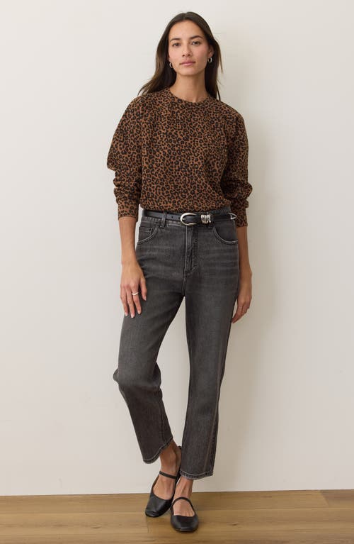 Marine Layer Cloud 9 Fleece Leopard Print Sweatshirt In Brown