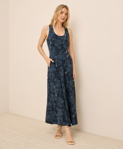 Organic Cotton Fit & Flare Open Back Maxi Dress