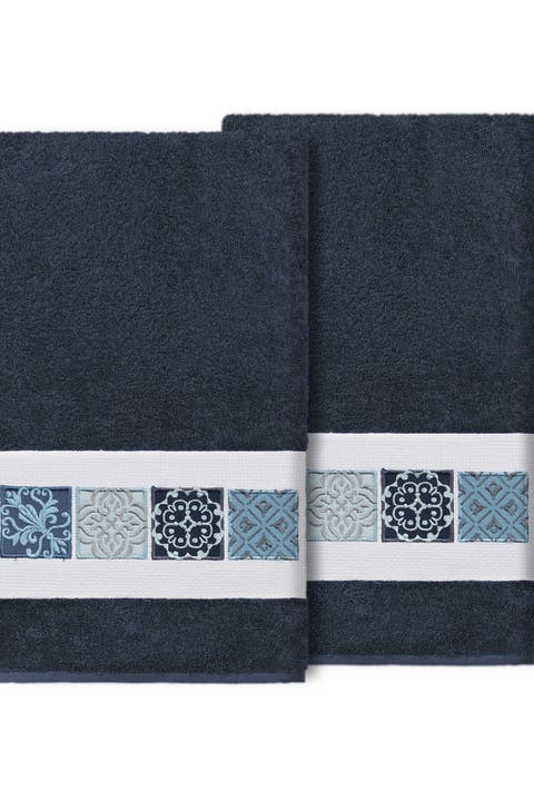 Vivian Embellished Bath Towel - Set of 2 - Midnight Blue