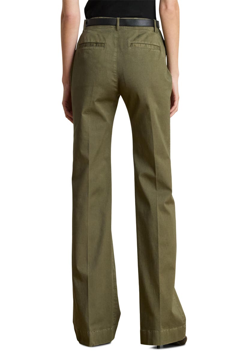 Lauren Ralph Lauren High Waist Flare Stretch Twill Chinos, Alternate, color, Botanic Olive