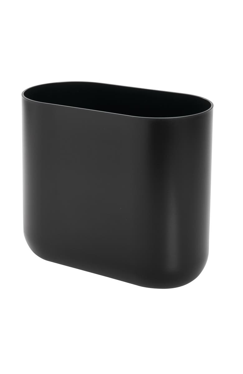 iDesign Small Plastic 1.9 Gallon / 7 L Oval Bathroom Trash Can, 2-Pack, Black, Alternate, color, Black