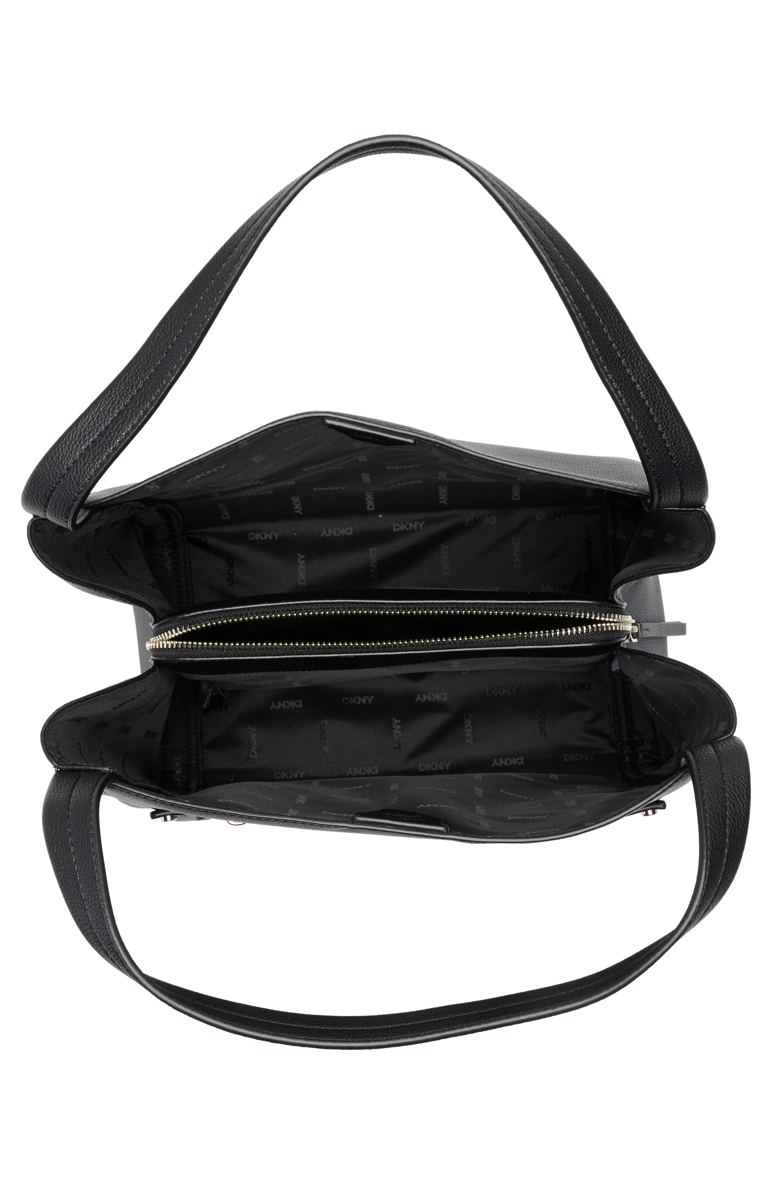 DKNY Nala Faux Leather Hobo Bag, Alternate, color, Black/ Silver