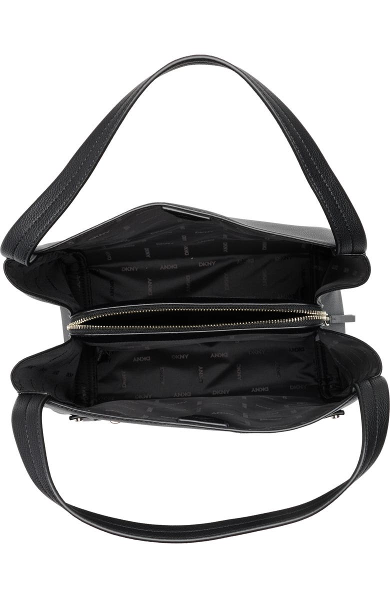 DKNY Nala Faux Leather Hobo Bag, Alternate, color, Black/ Silver