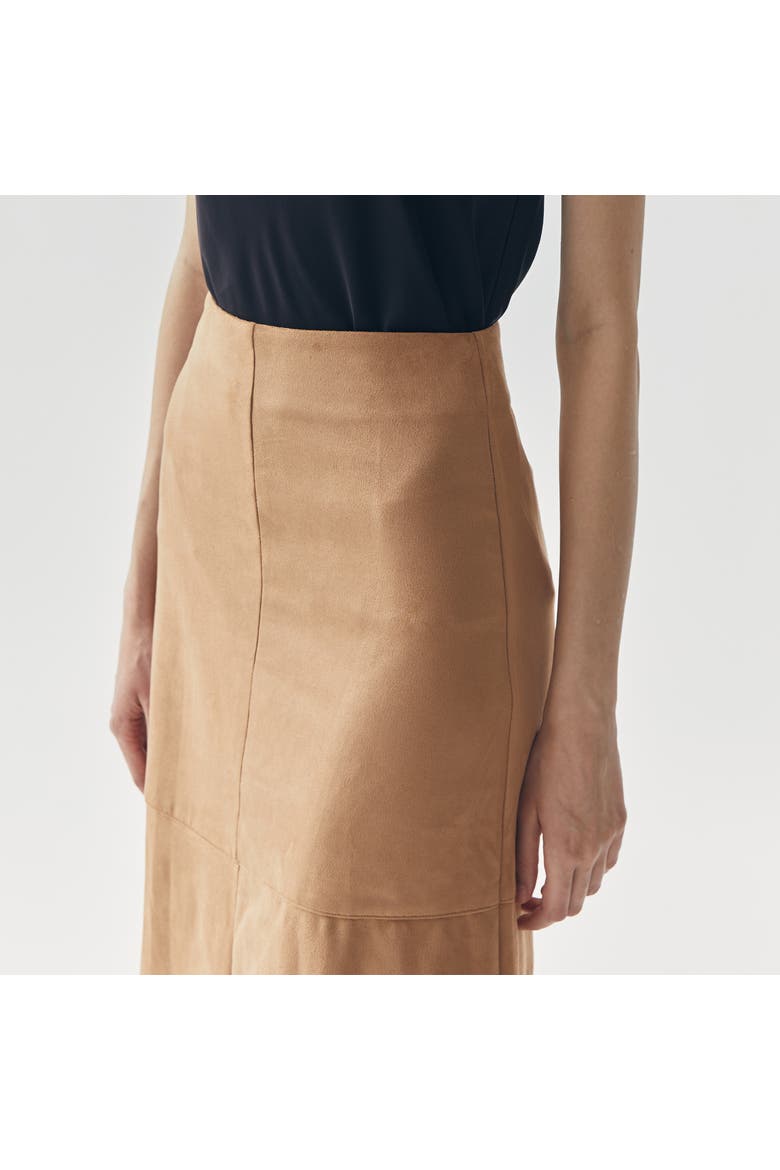 Fern Suede Midi Skirt, Alternate, color, Brown