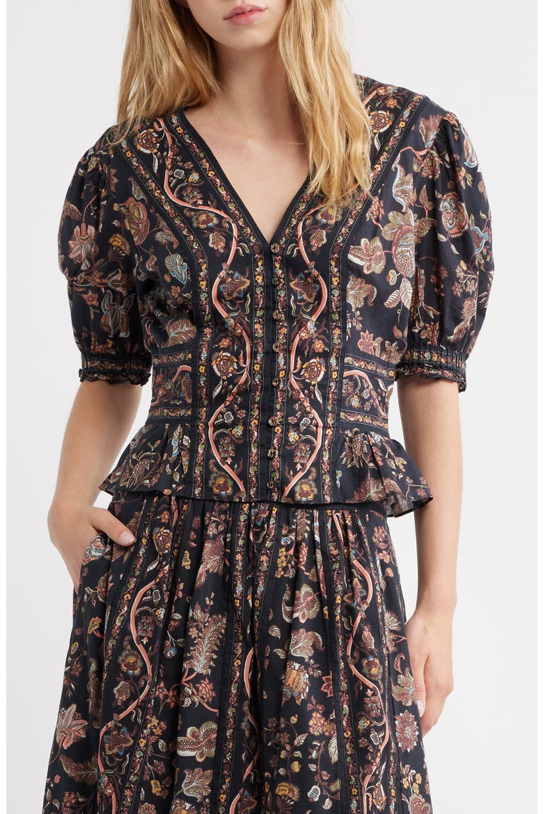 Melissa Organic Cotton Peplum Top, Main, color, BOIS PRINT