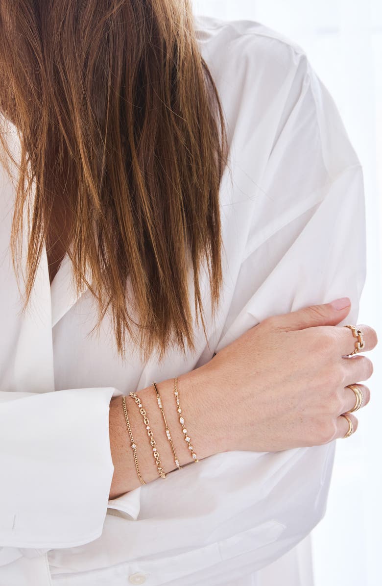 Zoë Chicco Diamond Station Puffed Mariner Chain, Alternate, color, Yellow Gold