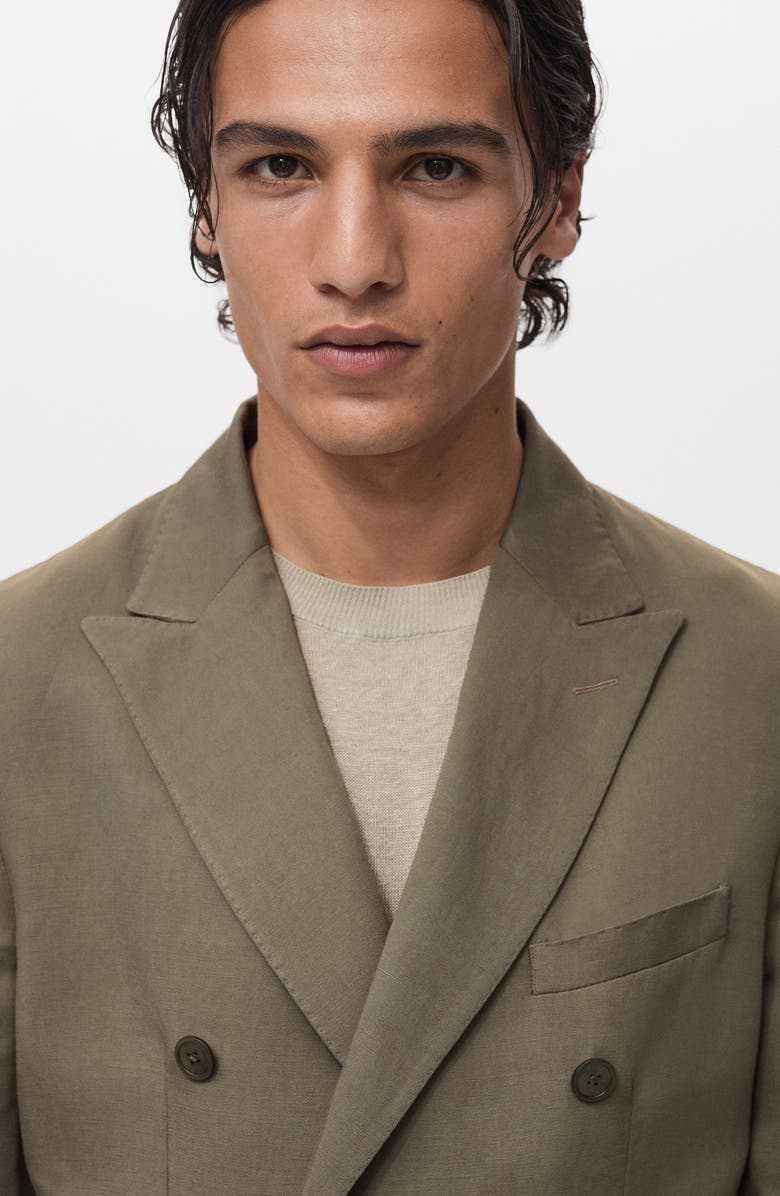 MANGO Slim Fit Double Breasted Blazer, Alternate, color, Mink Grey