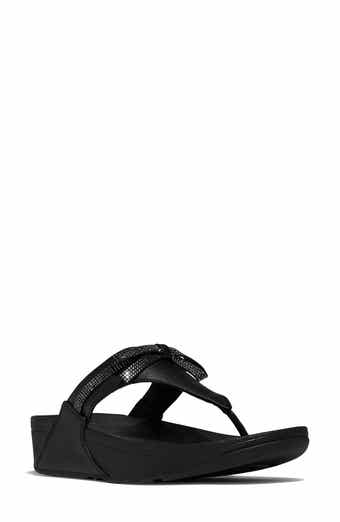 Lulu Glitz Bow Post Toe Wedge Sandal