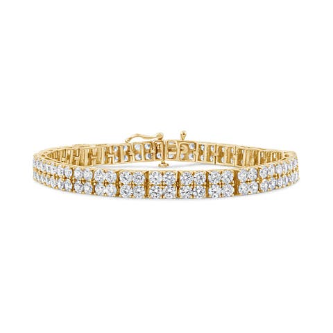14K Yellow Gold 10.0 Cttw Diamond 2 Row Tennis Bracelet