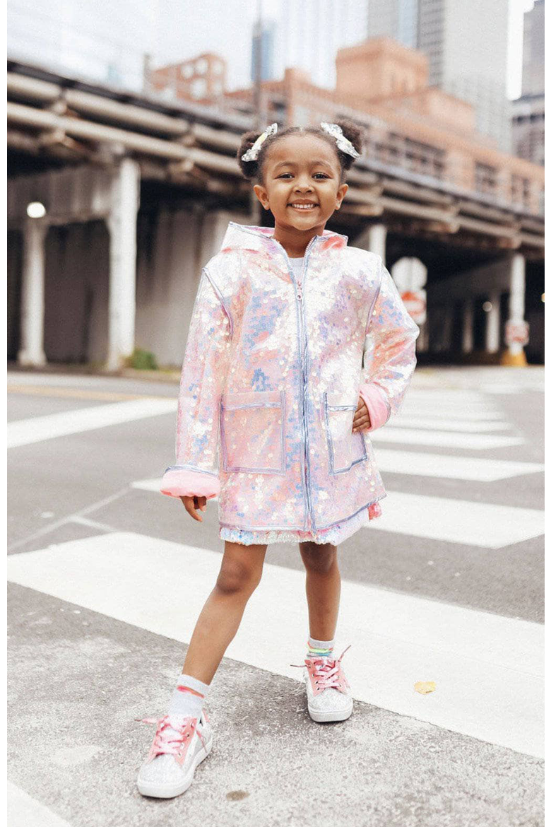 Lola & the Boys Kids' Magic Sequin Rain Jacket, Alternate, color, PINK