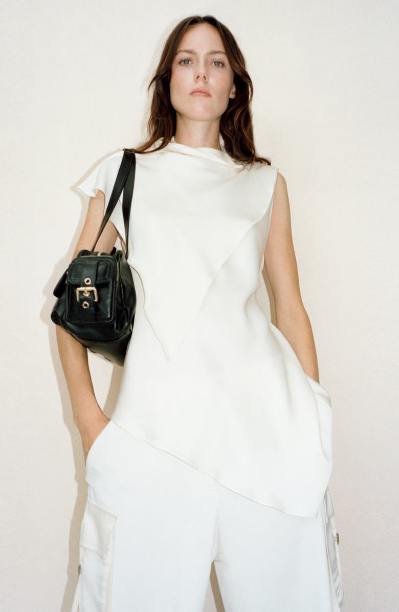 MANGO Asymmetric Satin Top, Alternate, color,