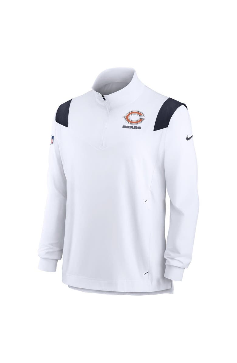 Nike Men's Nike White Chicago Bears Sideline Coach Chevron Lockup Quarter-Zip Long Sleeve Top, Alternate, color,