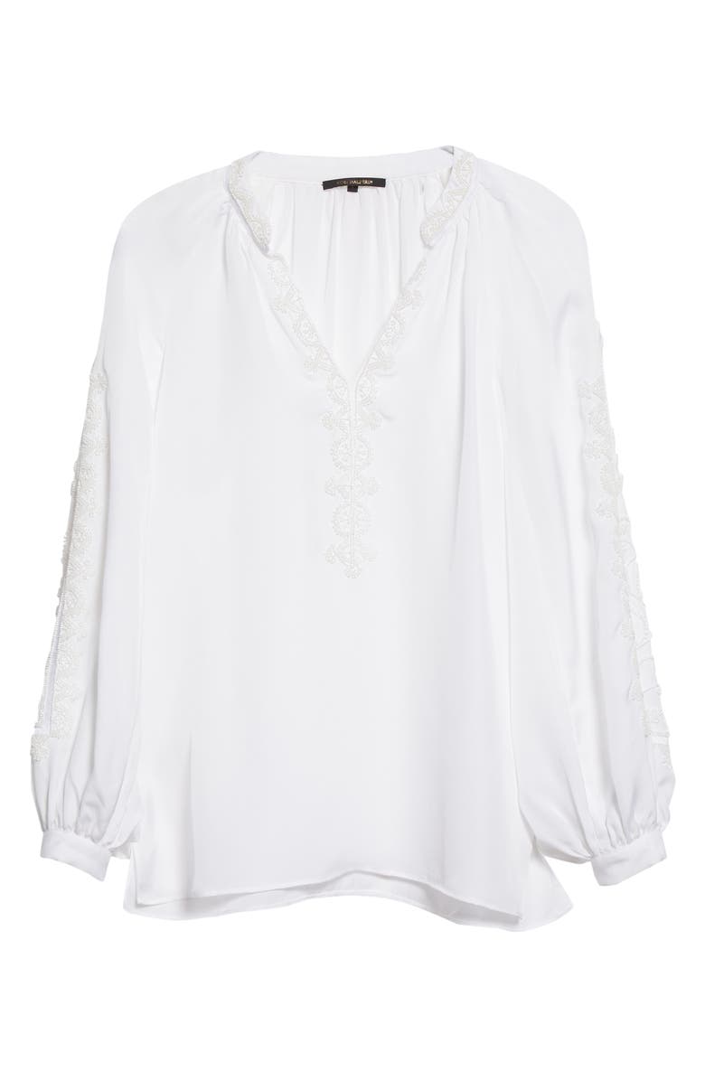 KOBI HALPERIN Brenda Embellished Silk Blend Popover Blouse, Alternate, color,