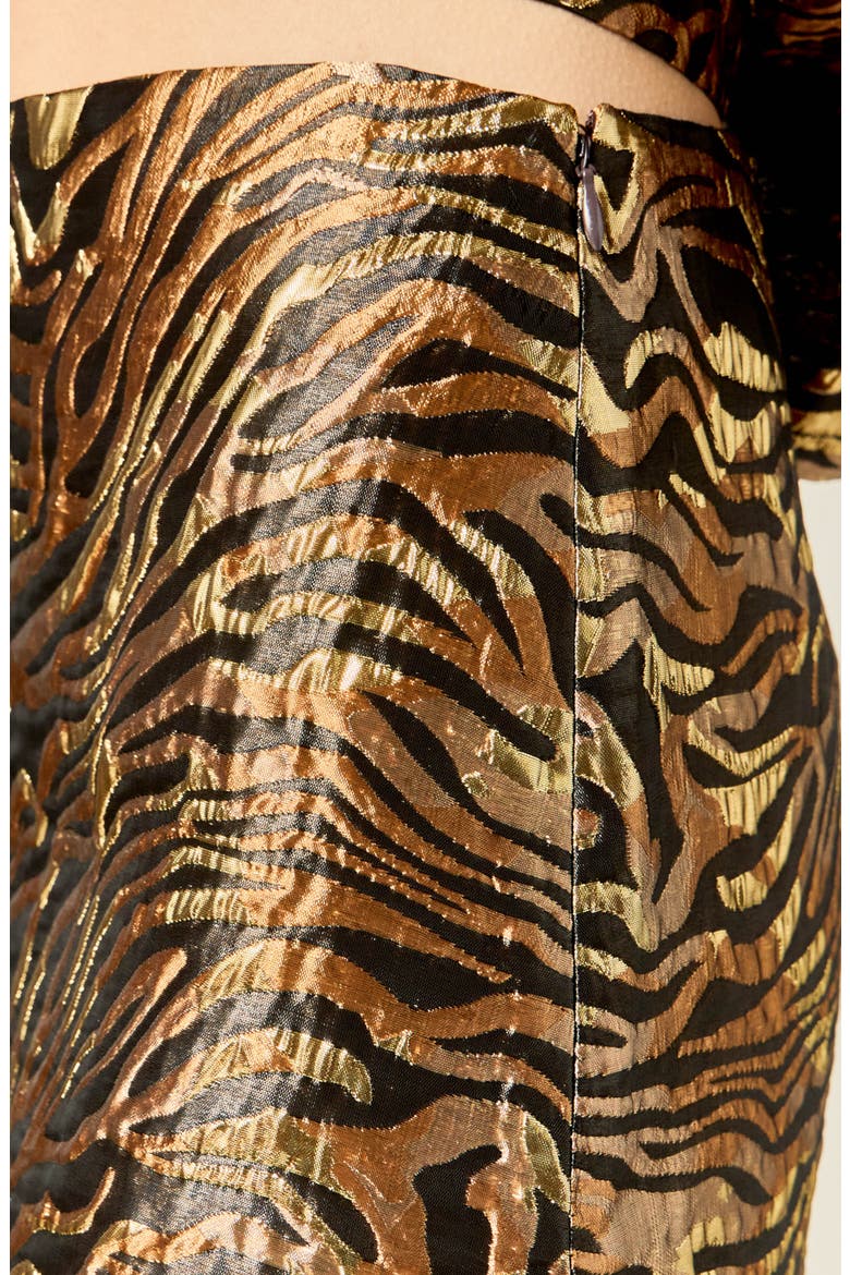 Zebra Printed Metallic Miniskirt, Alternate, color, GOLD/ BLACK