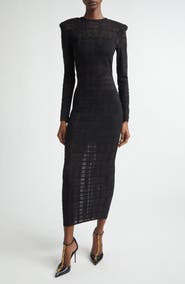 Balmain Tartan Tattoo Long Sleeve Sweater Dress