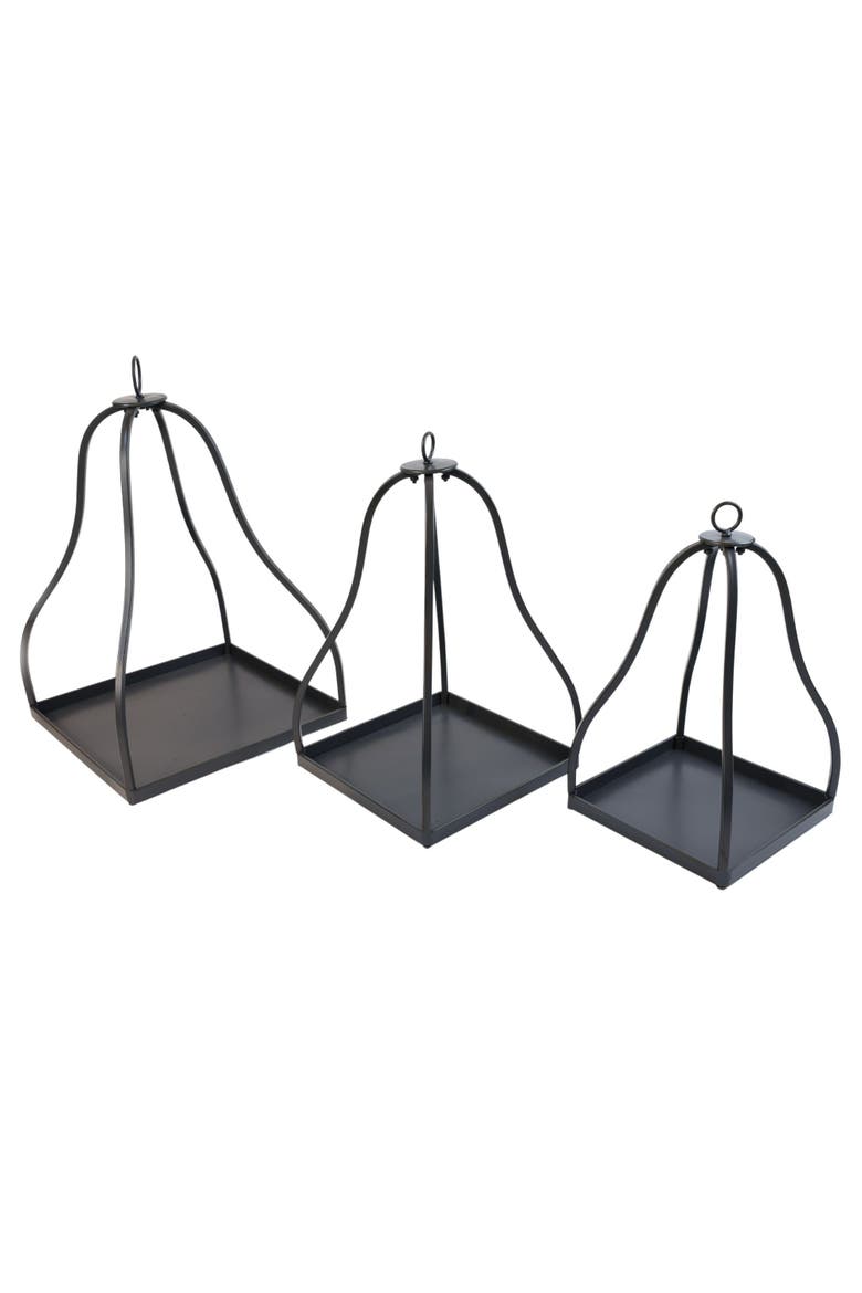 Curved Cage Garden Lantern Set of 3, Main, color, Black